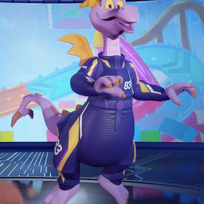 Figment from Disney Speedstorm voiced by A.J. LoCascio