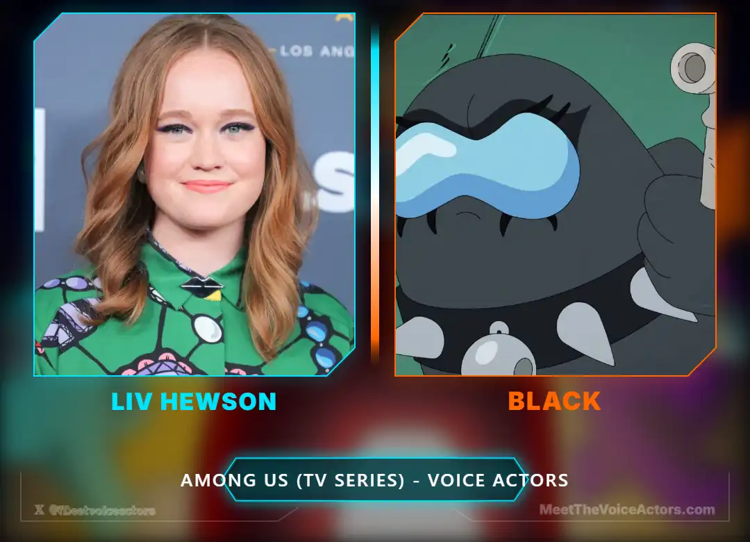 Voice actor Liv Hewson next to the Black geologist character from the Among Us animated series.